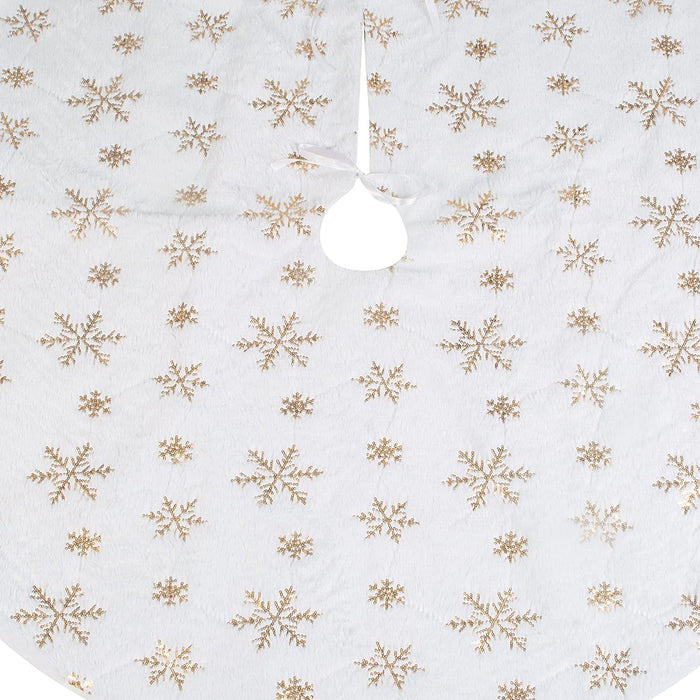 Christmas Snowflake Plush Tree Skirt - 2 Assorted
