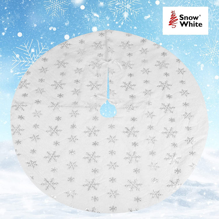 Christmas Snowflake Plush Tree Skirt - 2 Assorted