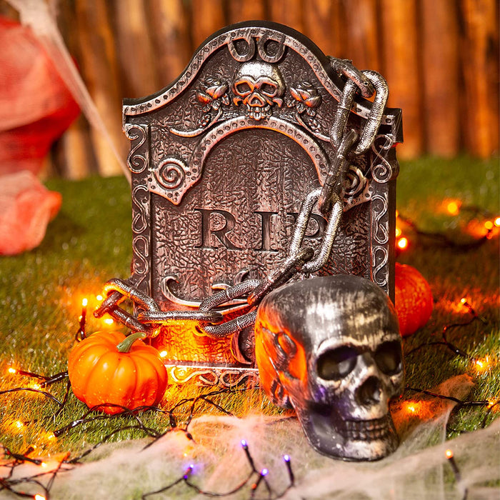 Halloween Tombstone Outdoor Prop - Scary Grave Garden Stake Detailed