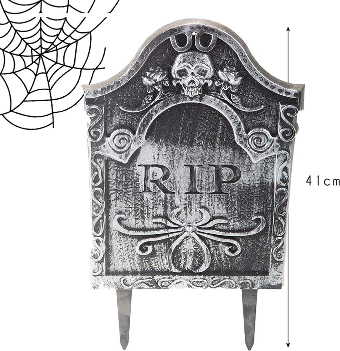 Halloween Tombstone Outdoor Prop - Scary Grave Garden Stake Detailed