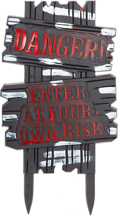 Halloween Danger Sign Warning Outdoor Prop - Spooky Enter at Own Risk 53cm