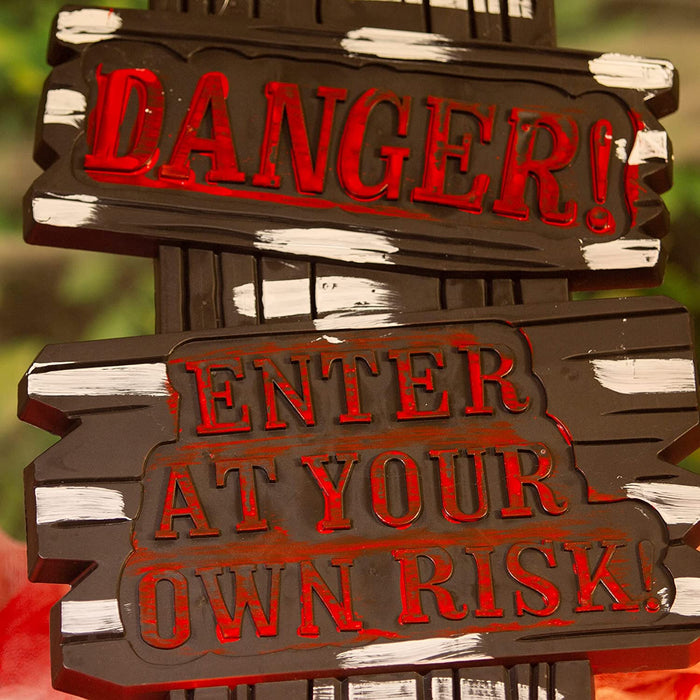 Halloween Danger Sign Warning Outdoor Prop - Spooky Enter at Own Risk 53cm