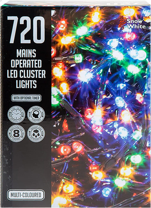 720 LED 9.35M Christmas Cluster Lights Coloured