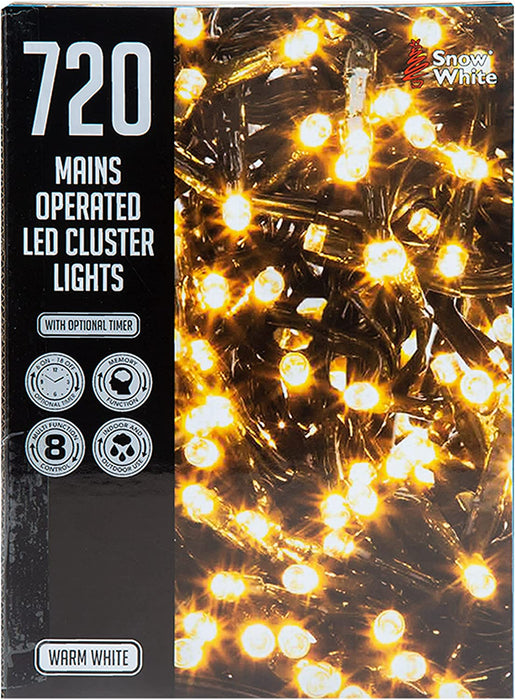 720 LED 9.35M Christmas Cluster Lights Warm White