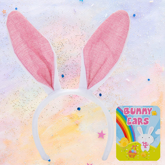 Easter Bunny Ears Headbands - White Bunny Ears - 1 x Pink 1 x Yellow - 2 Pack