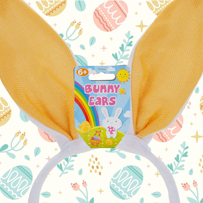 Easter Bunny Ears Headbands - White Bunny Ears - 1 x Pink 1 x Yellow - 2 Pack