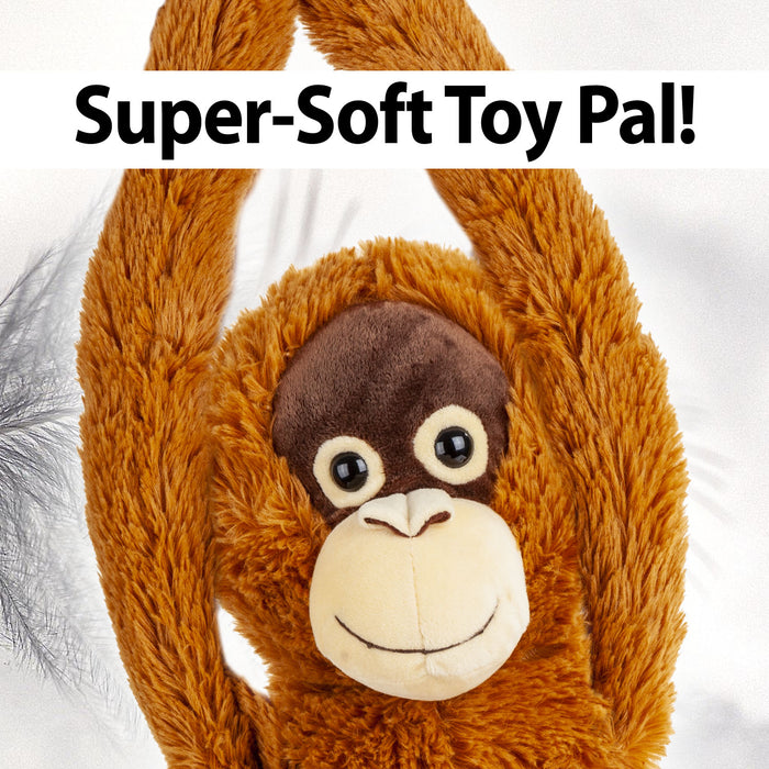 Hanging Orangutan 100cmPlush Lifelike Toy With Hook and Loop Hands - Cuddle Crew