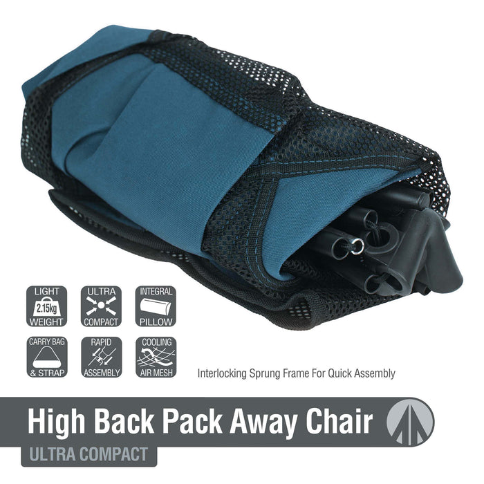 High Back Folding Camping Chair | 2 Set |Carry Bag| Indigo Blue