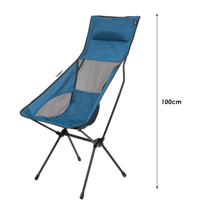 High Back Folding Camping Chair |Carry Bag| Indigo Blue