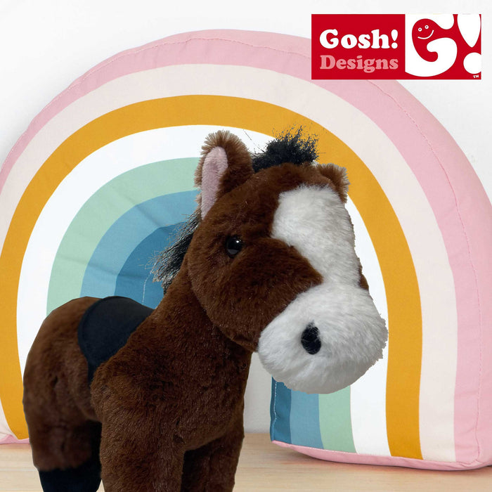 Natural Plush Horse Dark Brown Soft Toy 27cm