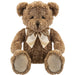 Kingsley 34cm Brown Bear Plush with Gold Silk Bow Premium Fluffy Toy