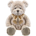 Kingsley 34cm Cream Bear Plush With Gold Silk Bow Premium Fluffy Toy