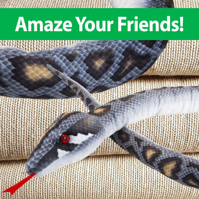 Grey Snake 180cm Plush Lifelike Printed Toy - Natural World Collection