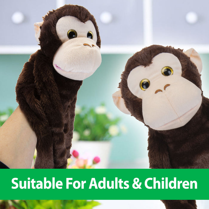 Monkey Hand Puppet Plush 65cm Soft Toy With Hook and Loop Hands & Feet