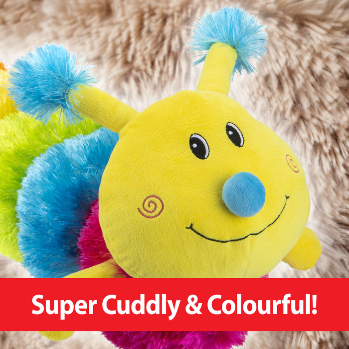 Rainbow 60cm Caterpillar Plush Multi Coloured Fluffy Toy - Cuddle Crew