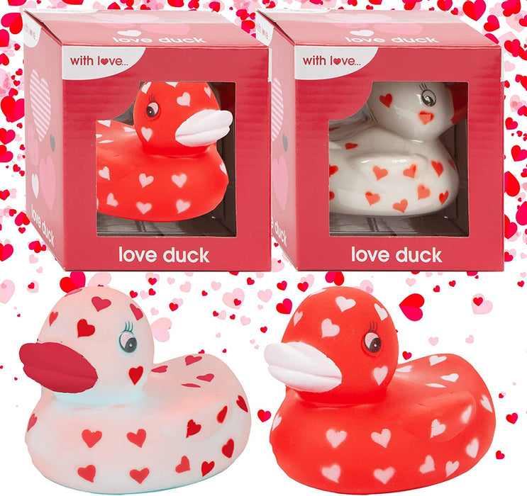 Heart Print Pvc Duck (2 Pack Assorted Colours)