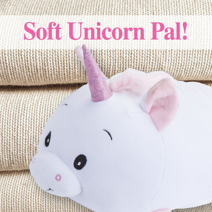 Oh So Soft - White Roly Poly Unicorn 22cm Cute Plushie Soft Toys Gift