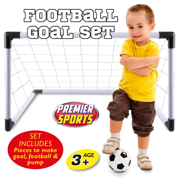 Junior Football Mini Goal Set Ball & Pump, Premier Sports Kids Game