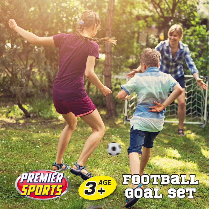 Junior Football Mini Goal Set Ball & Pump, 74 x 45 x 38cm Premier Sports
