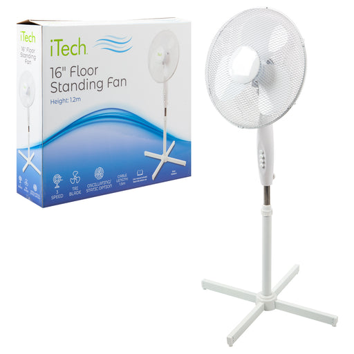 16” Floor Standing Fan Swing Action Multi Speed Cooling Device - iTech