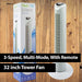 32” White Tower Fan Floor Standing With Remote Control - iTech