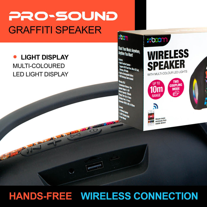 Graffiti Wireless LED Speaker Bluetooth Colour Changing Lights Party