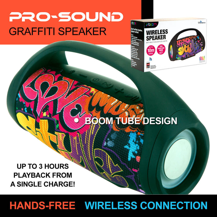 Graffiti Wireless LED Speaker Bluetooth Colour Changing Lights Party Music Player