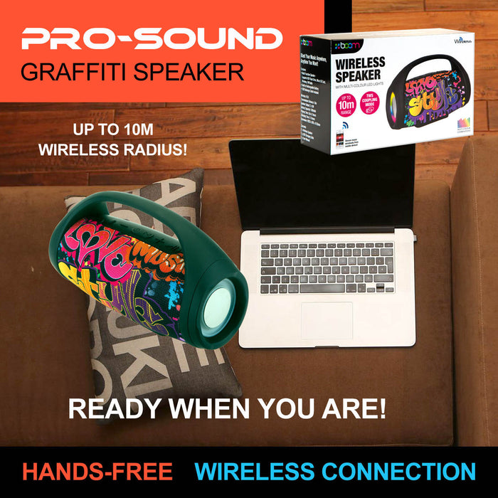 Graffiti Wireless LED Speaker Bluetooth Colour Changing Lights Party