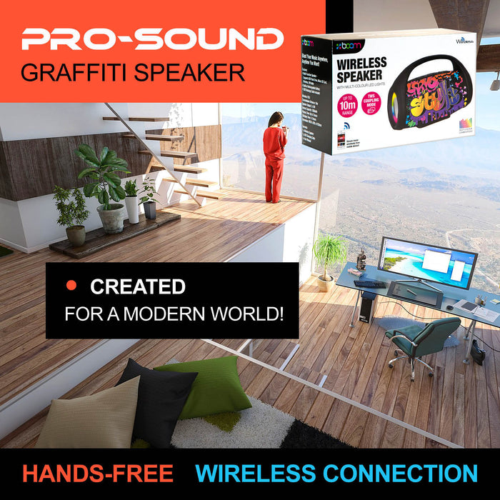Graffiti Wireless LED Speaker Bluetooth Colour Changing Lights Party Music Player