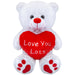 Bear Soft Toy White 7" Sitting Bear Plush - Red Love Heart