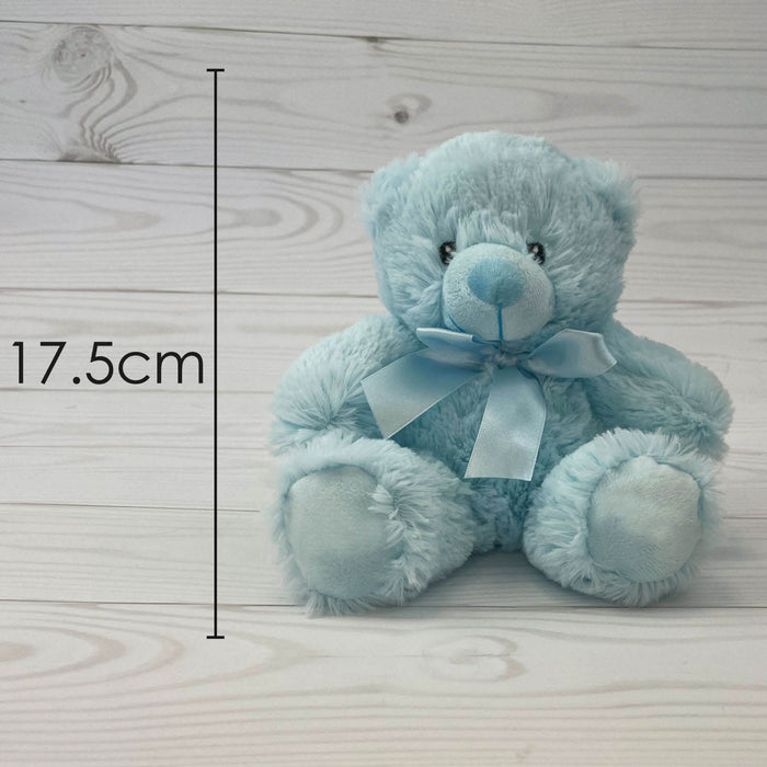 New Baby Bear Soft Toy - Baby Boy Blue Plush Toy - Blue 17. 5 cm