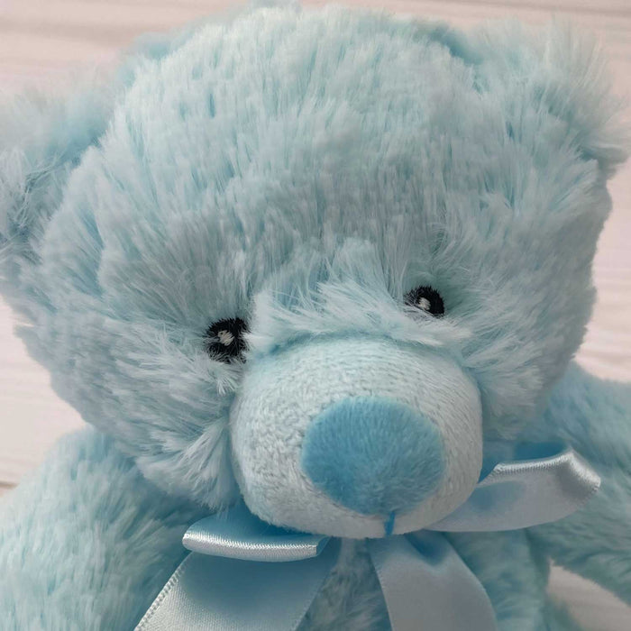 New Baby Bear Soft Toy - Baby Boy Blue Plush Toy - Blue 17. 5 cm