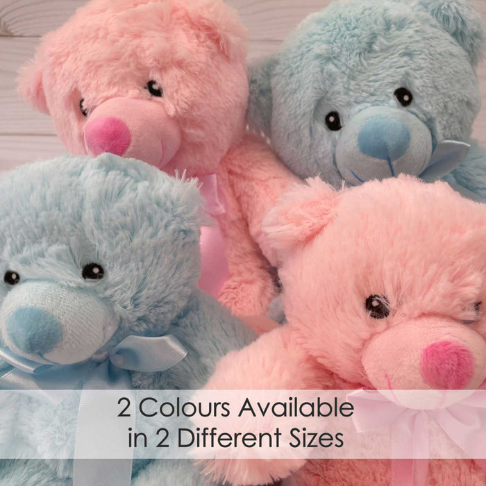 New Baby Bear Soft Toy - Baby Boy Blue Plush Toy - Blue 17. 5 cm