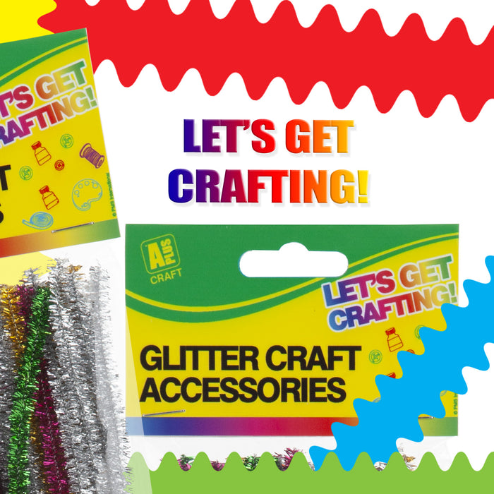 Glitter Coated Pipe Cleaners A Plus Craft Activity (50 Pack)