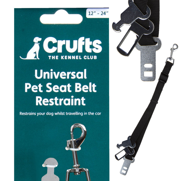 Crufts -Universal Pet Seat Belt Travel Restraint 3 Assorted Car Buckles