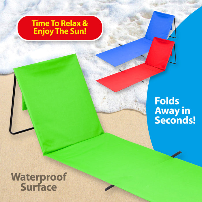 Green Folding Sun Lounger Mat - Beach Fun