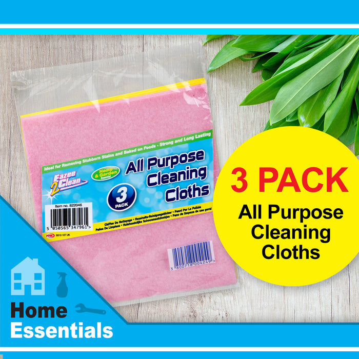 Large All-Purpose Cleaning Cloths Kitchen Sponges - Eazee 2 Clean (3 Pack)