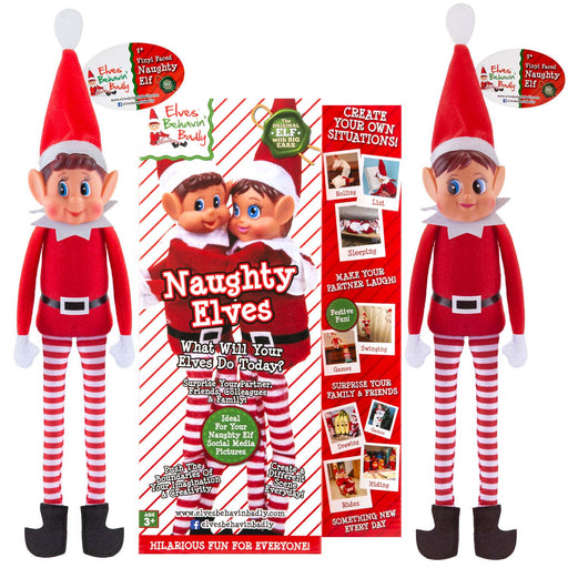 Elves Behavin’ Badly - Christmas Naughty Elf Elfie and Elvie Red