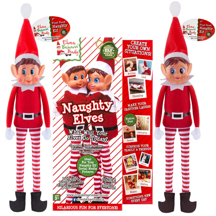 Elves Behavin’ Badly - Christmas Naughty Elf Elfie and Elvie Red