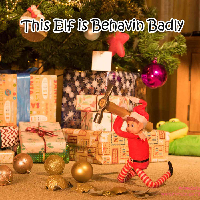 Elves Behavin’ Badly - Christmas Naughty Elf Elfie and Elvie Red 30cm 2 Pack