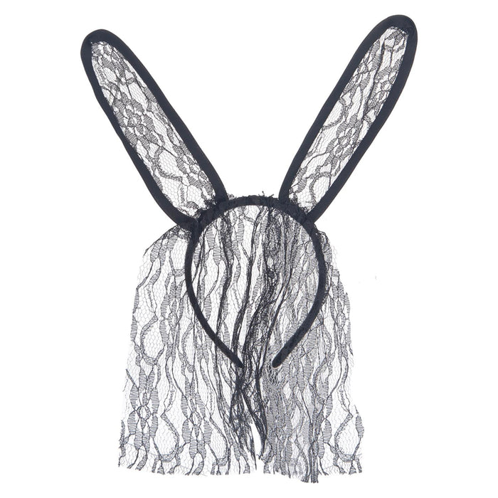 Halloween Headband Black Lace Bunny Ears | Party Decoration | Black