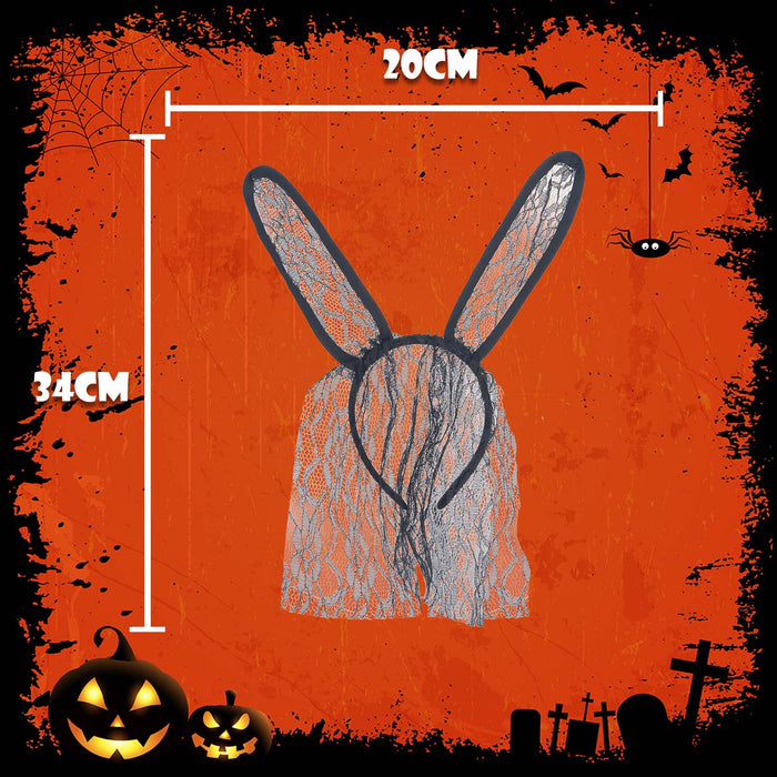 Halloween Headband Black Lace Bunny Ears | Party Decoration | Black