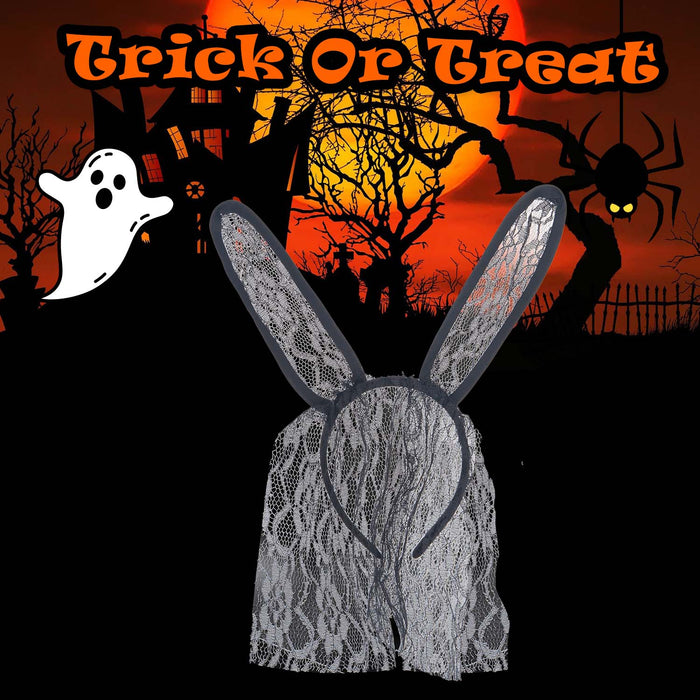 Halloween Headband Black Lace Bunny Ears | Party Decoration | Black