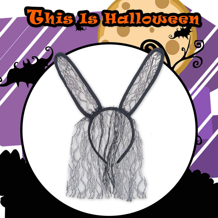 Halloween Headband Black Lace Bunny Ears | Party Decoration | Black